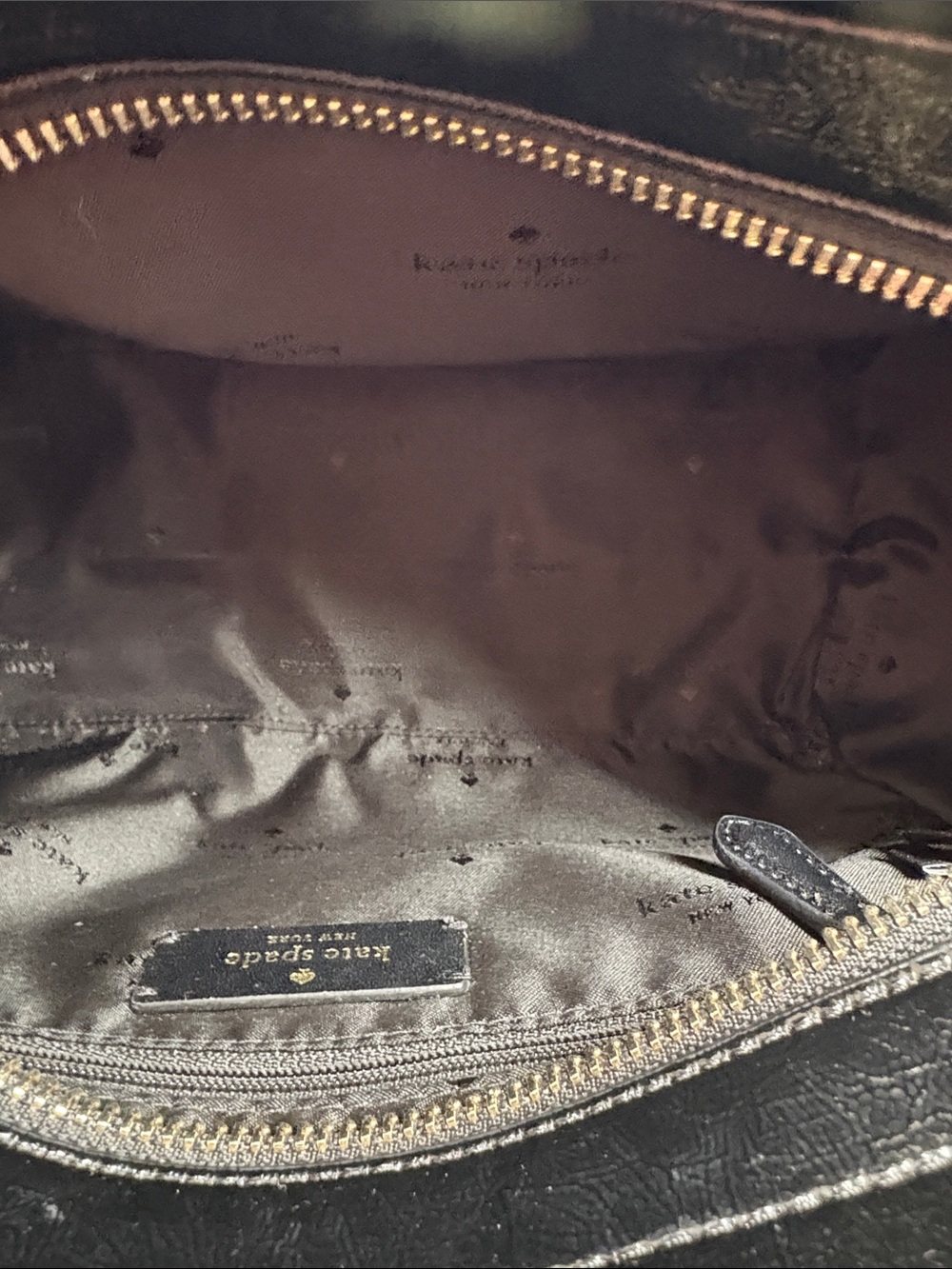 Kate Spade Black Patent Leather Shearling Bag w/Detachable Strap 8.5x10x4in EUC - Picture 13 of 16